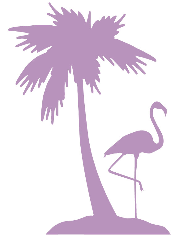 Flamingo And Palm Tree Die Cut Vinyl Decal Made in USA