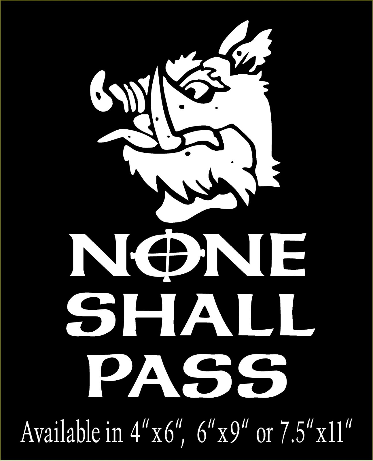 None Shall Pass Decal with Coat of Arms Monty Python window funny vinyl sticker
