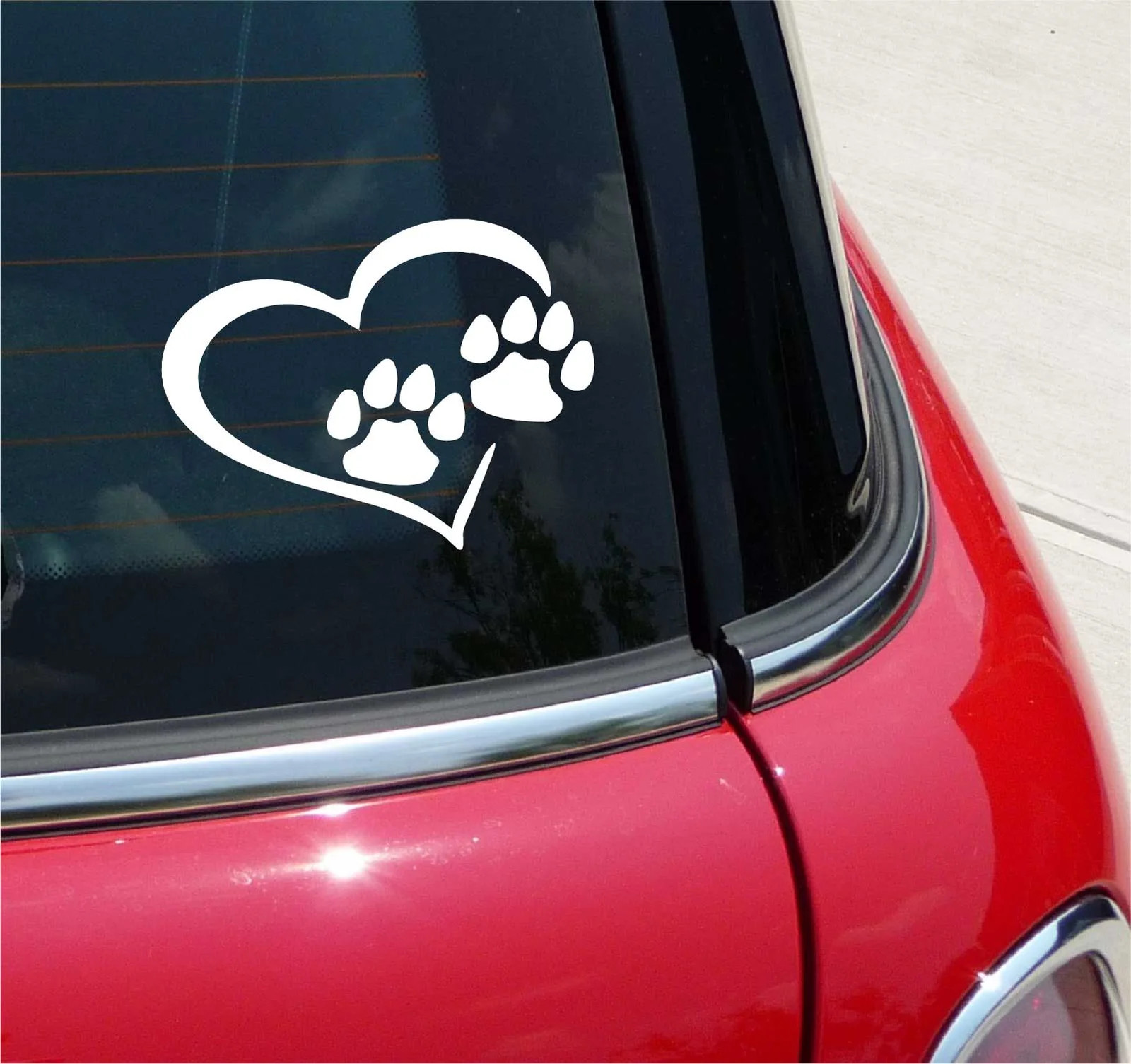 HEART WITH PAWS DECAL STICKER FUNNY DOG ANIMAL LOVE PET BEST FRIEND CAR TRUCK