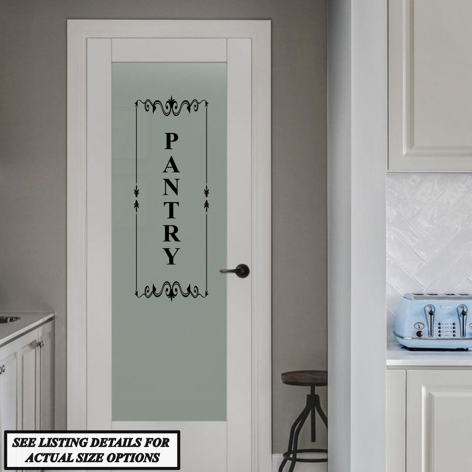 Pantry vinyl vertical door decal, kitchen sticker, wall art, farmhouse