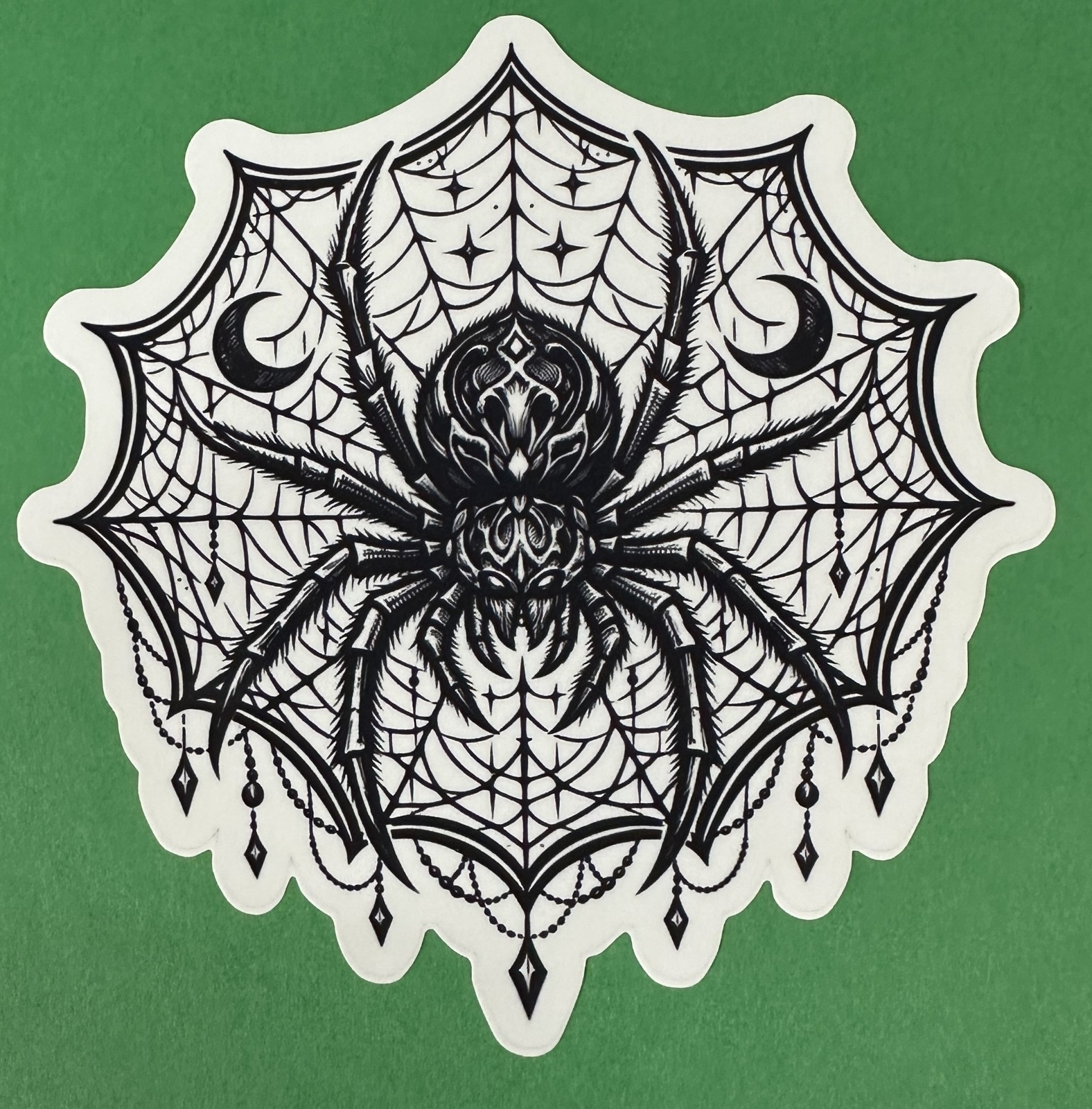 3 inch Gothic Spider Web Vinyl Sticker Black Widow Dark Academia Decal