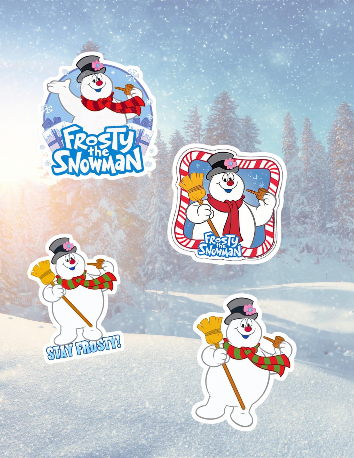 Frosty The Snowman Christmas 4pk Sticker Pack