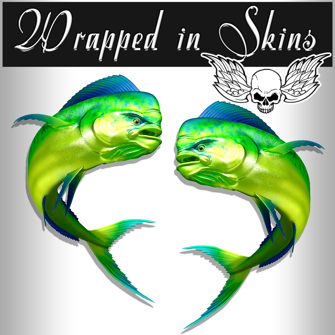 Fish Stickers Mahi Decals RV Decals Outdoor Vinyl 12" tall AFP-037