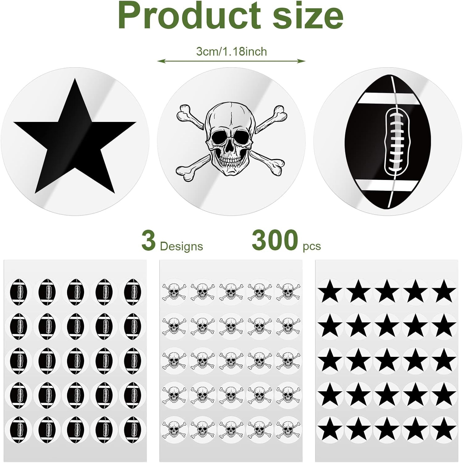 300 Pcs Football Helmet Decal Football Stickers Self Adhesive Helmet Stickers