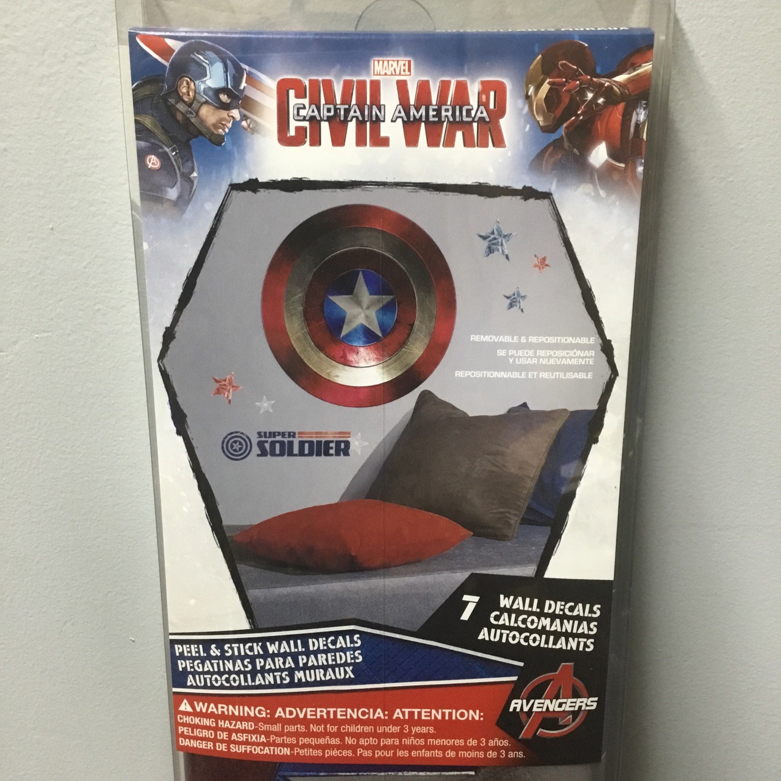 Marvel Captain America Civil War Shield Peel & Stick 7 Wall Decals 16.5"x16.5"