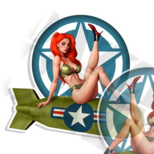 Red Head Green Bomb Pin Up Sexy Vintage Vinyl DECALS Decals C36022 Stickers