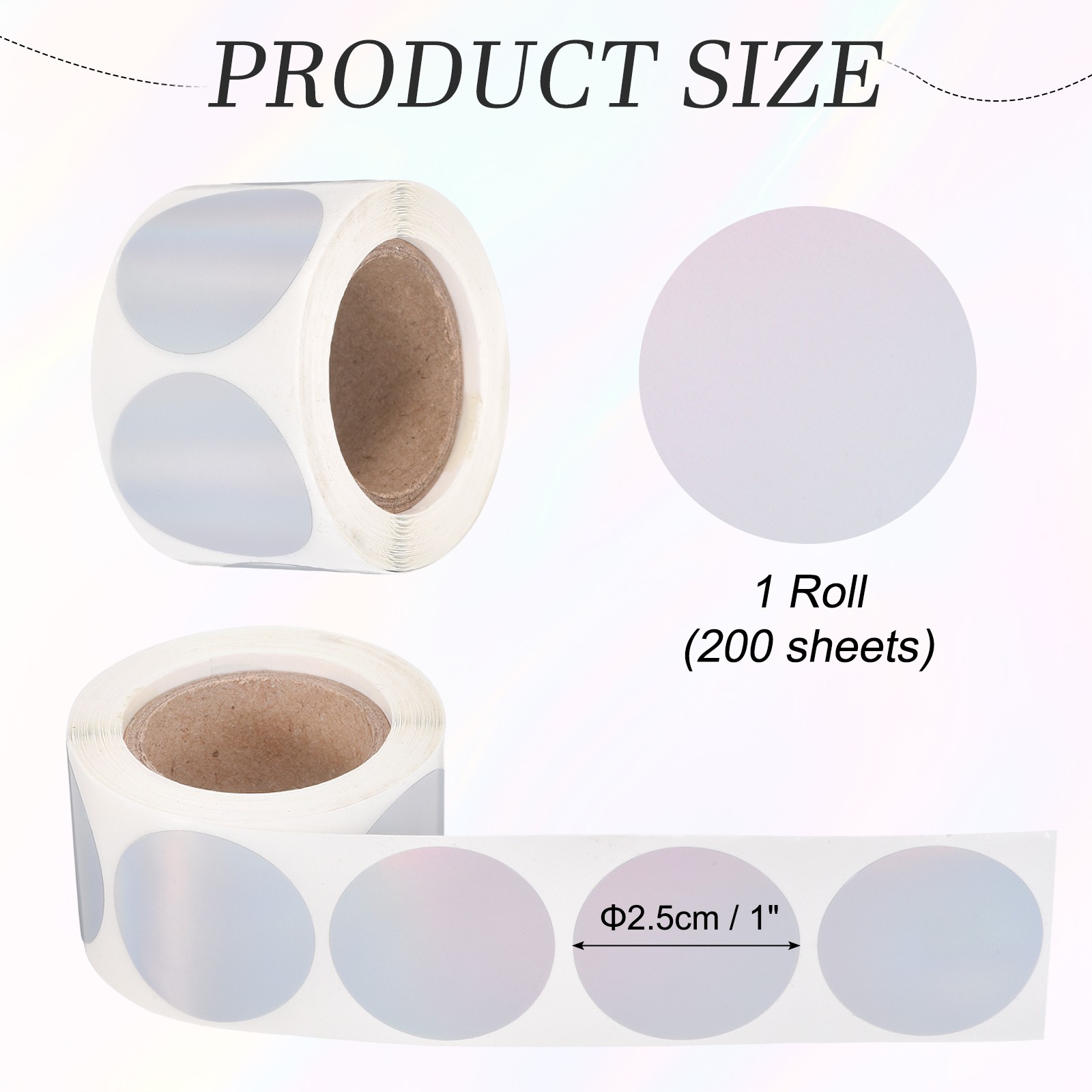 200pcs Round Thermal Label 1×1" Self-Adhesive Thermal Stickers Silver