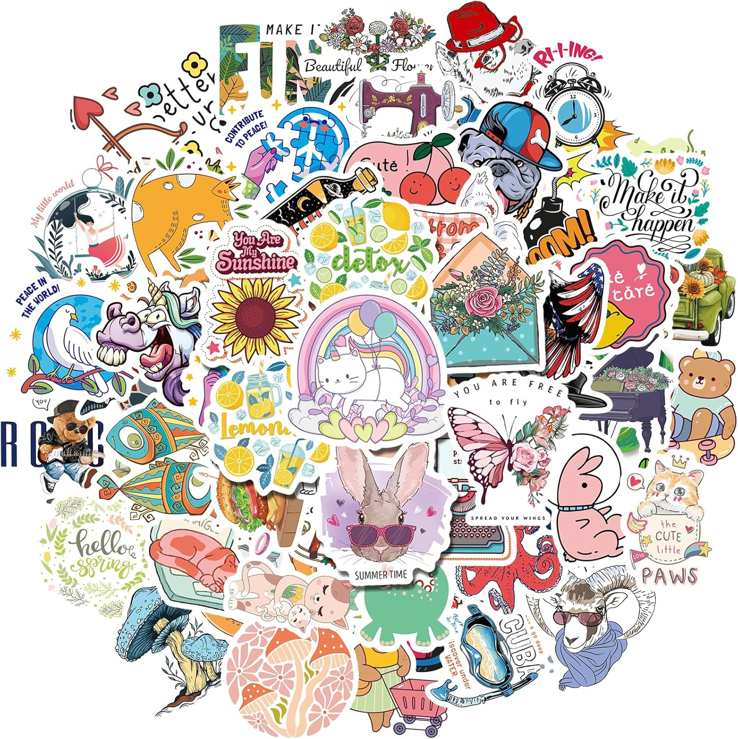 Christmas 100 PCS Water Bottle Stickers for Kids,Waterproof Vinyl Net T Stickers