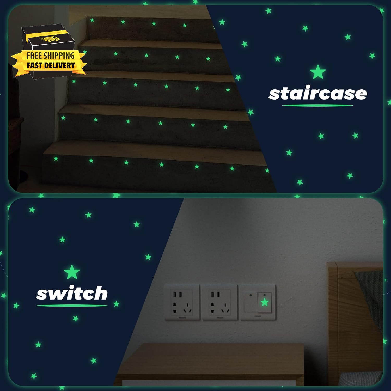 Glow in the Dark Stars Stickers for Ceiling, 514Pcs 3D Room Wall Decor Ceiling S