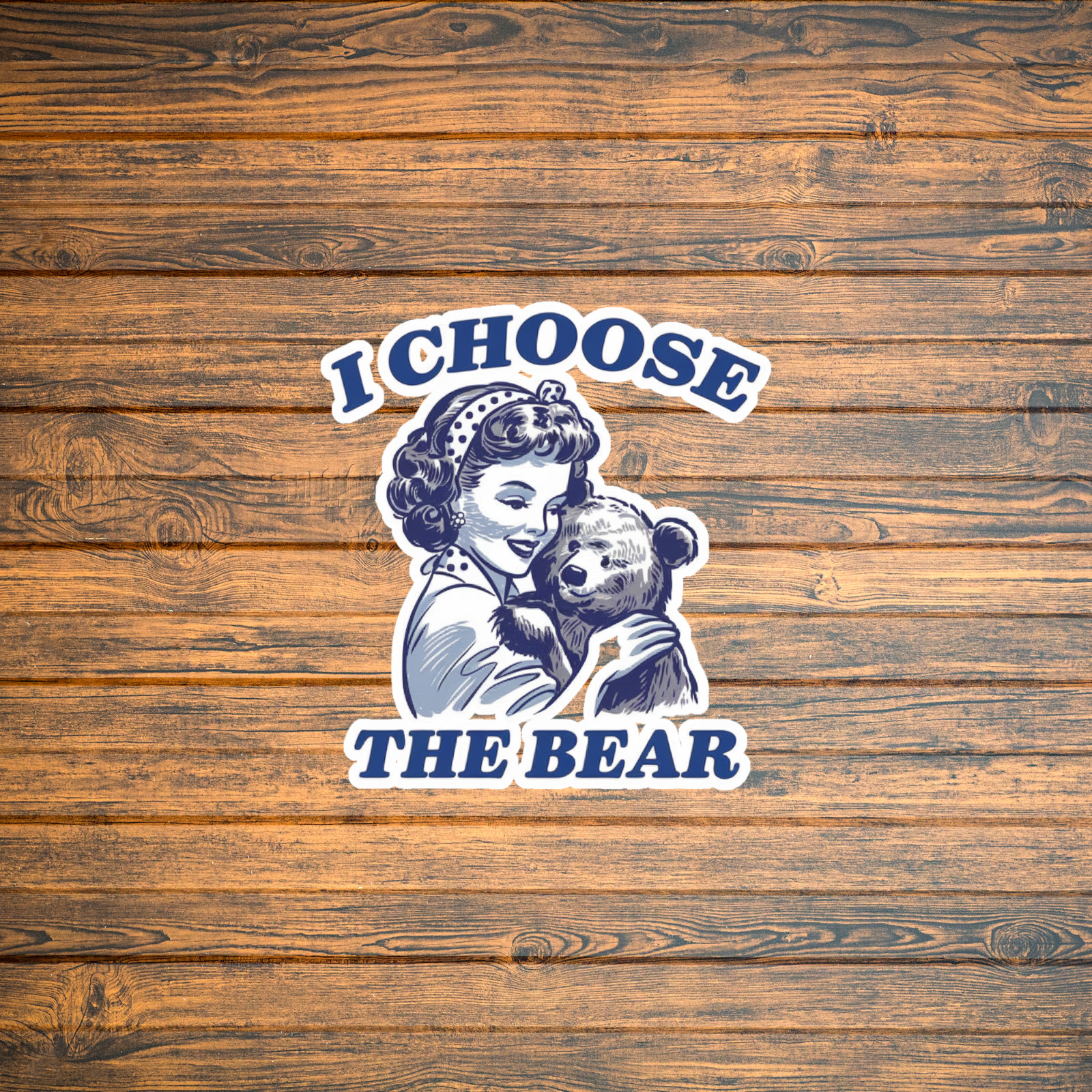 I Choose The Bear Retro Style Sticker Cute Animal Illustration Art #2497