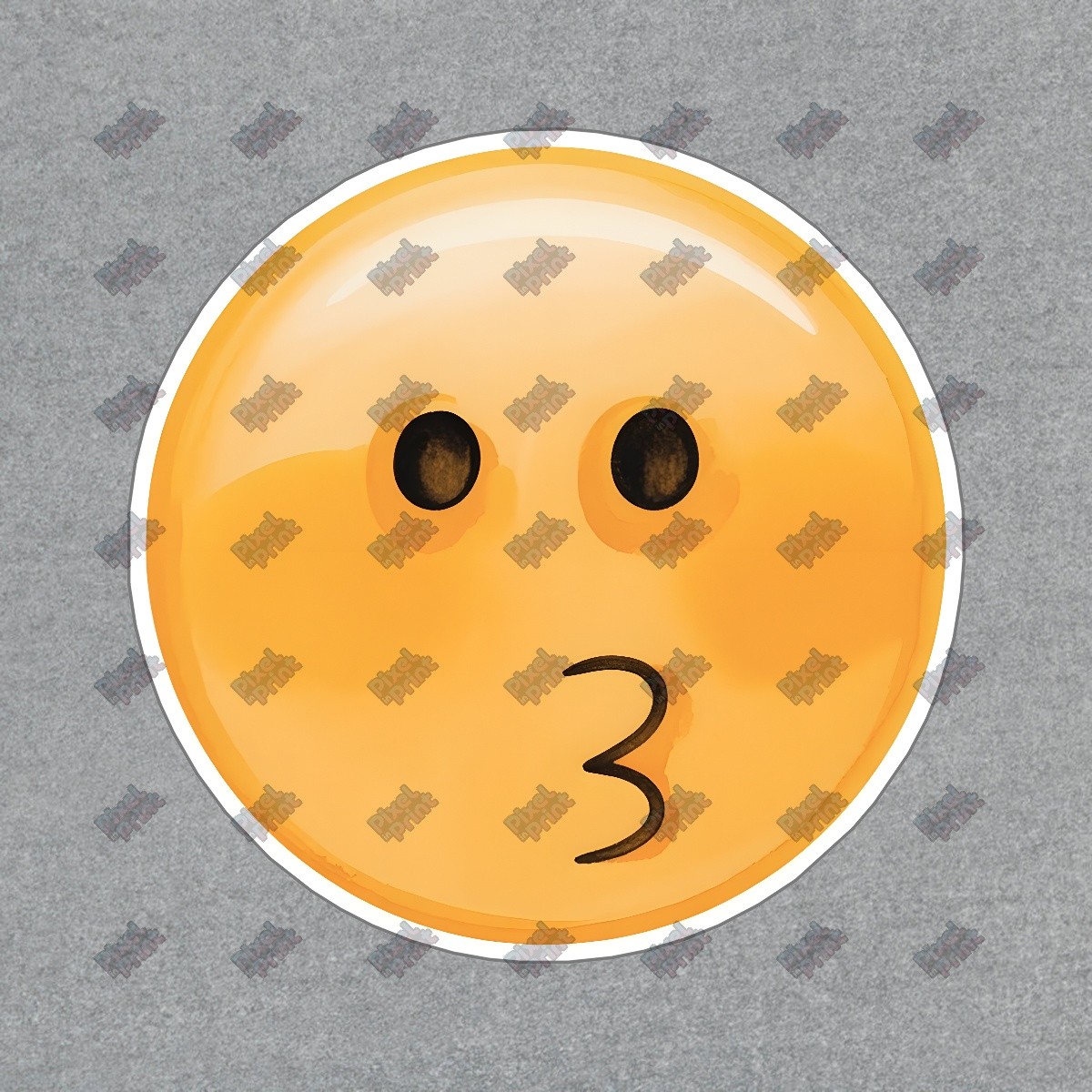 Playful Yellow Emoji Face Sign Glossy Round Wall Decor Fun Kissing #8371