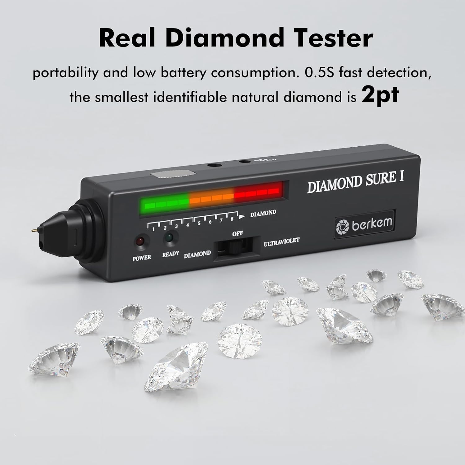 Diamond Tester Pen with 365nm UV Light & Thermal Sensor Fast 0.5s Detection