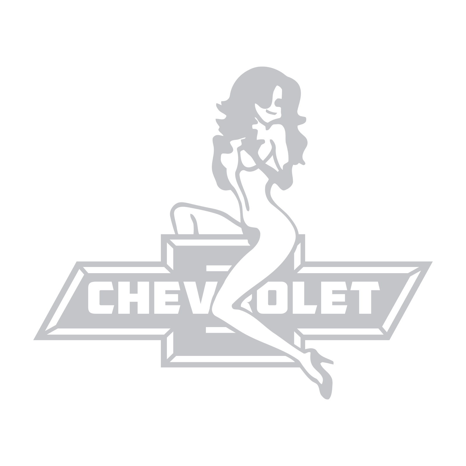 Chevy Chevrolet Bowtie With Sexy Girl Logo die cut decal Made in USA 6+yr