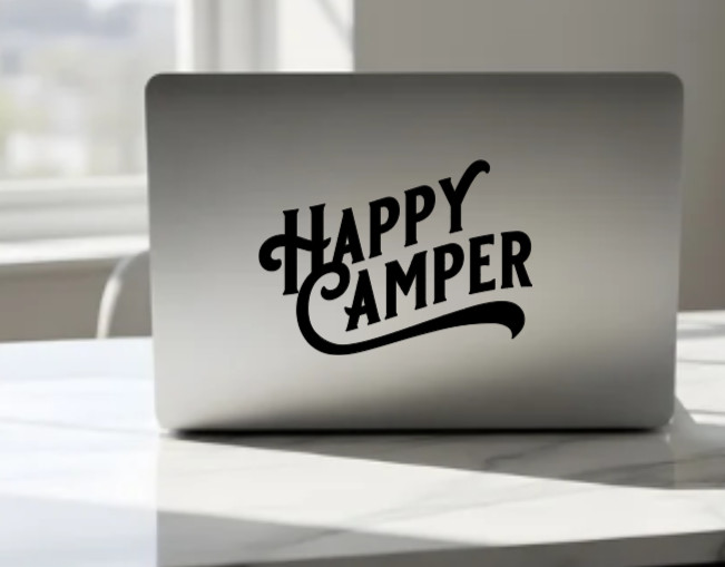 Happy Camper Vinyl Decal Bumper Sticker Car Window Mirror Wall Art Camping