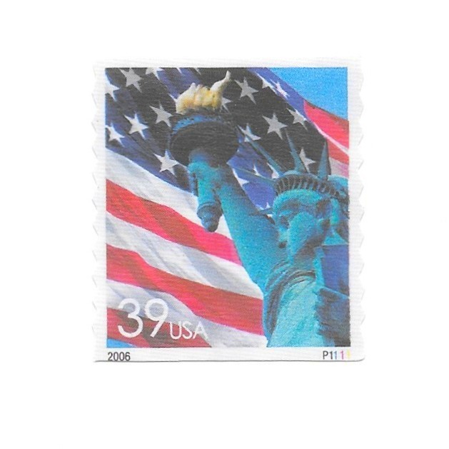 Statue Of Liberty Flag 39 Cent Postage Stamp Graphic Vinyl Sticker Gift