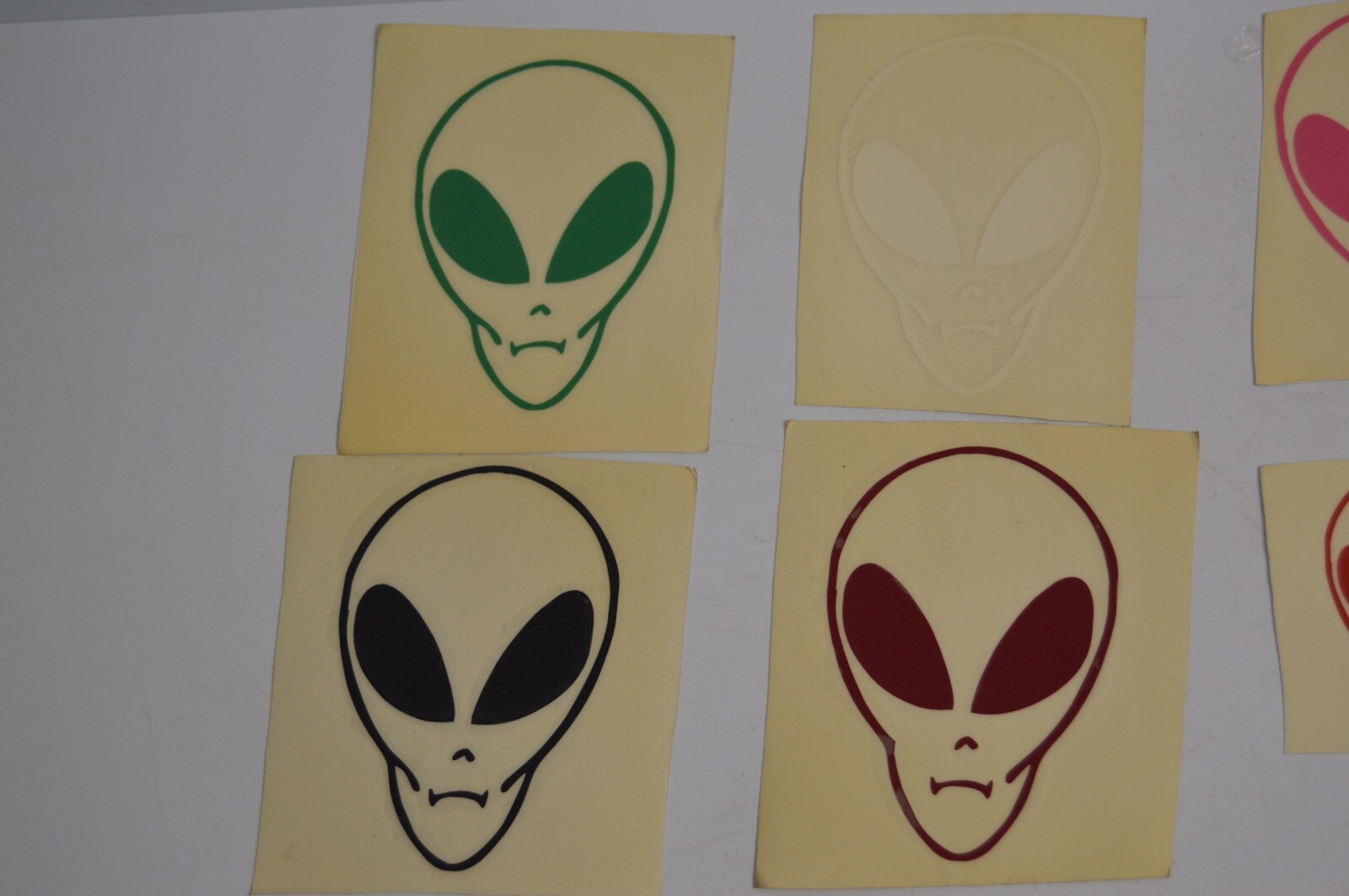 12 Vintage Alien Vinyl Decal Stickers Lot 1990's Space Carnival Collectibles