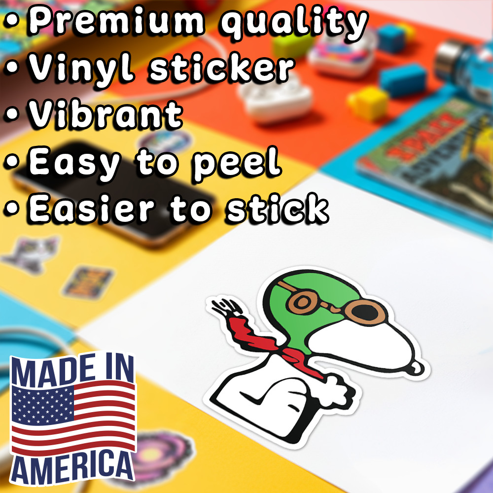 Snoopy Flying Ace Vinyl Sticker Decal Peanuts for Laptop Car Window Water Bottle