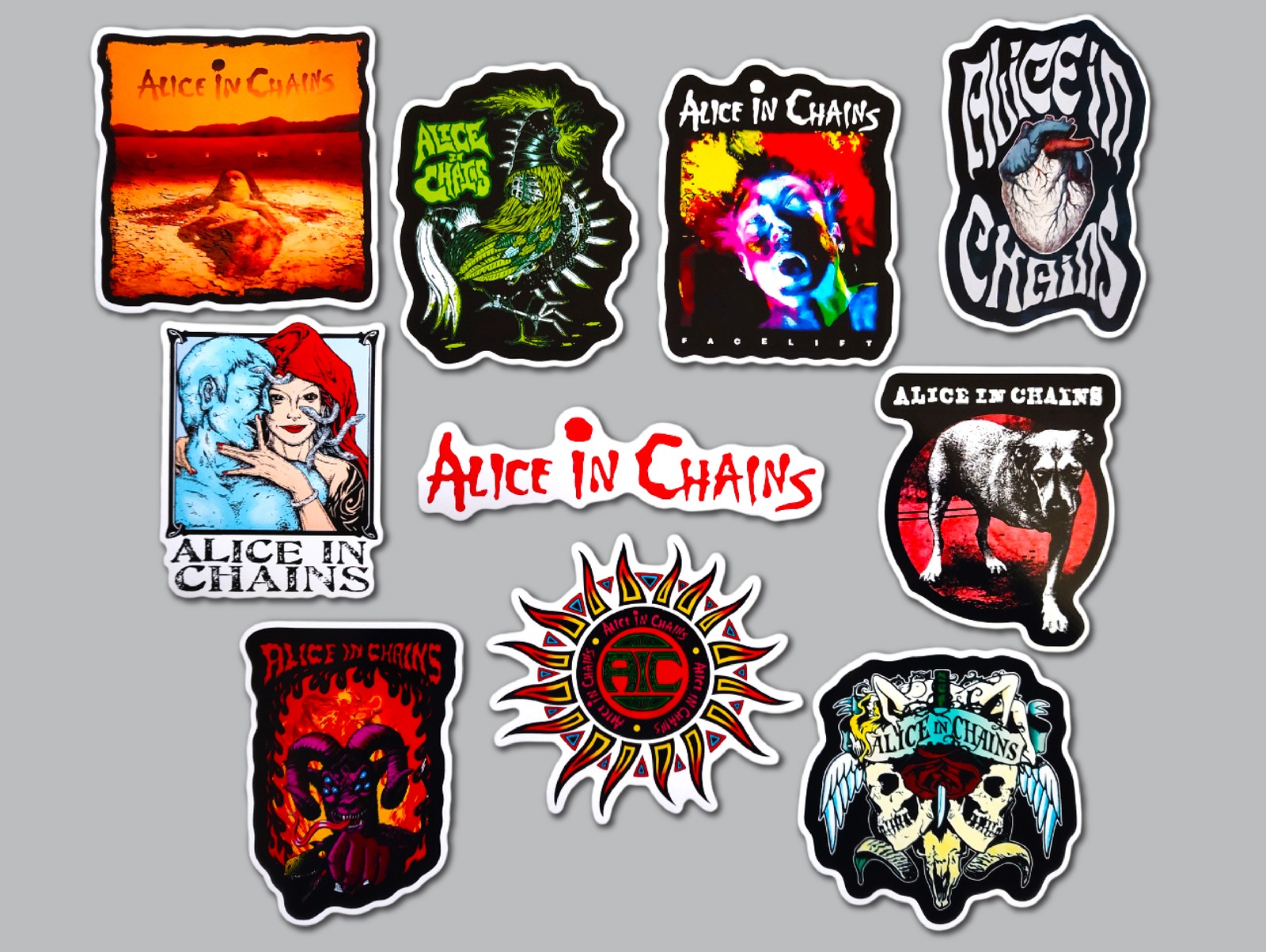 Alice In Chains Vinyl Sticker Lot (10 Stickers) grunge 90's punk nirvana punk
