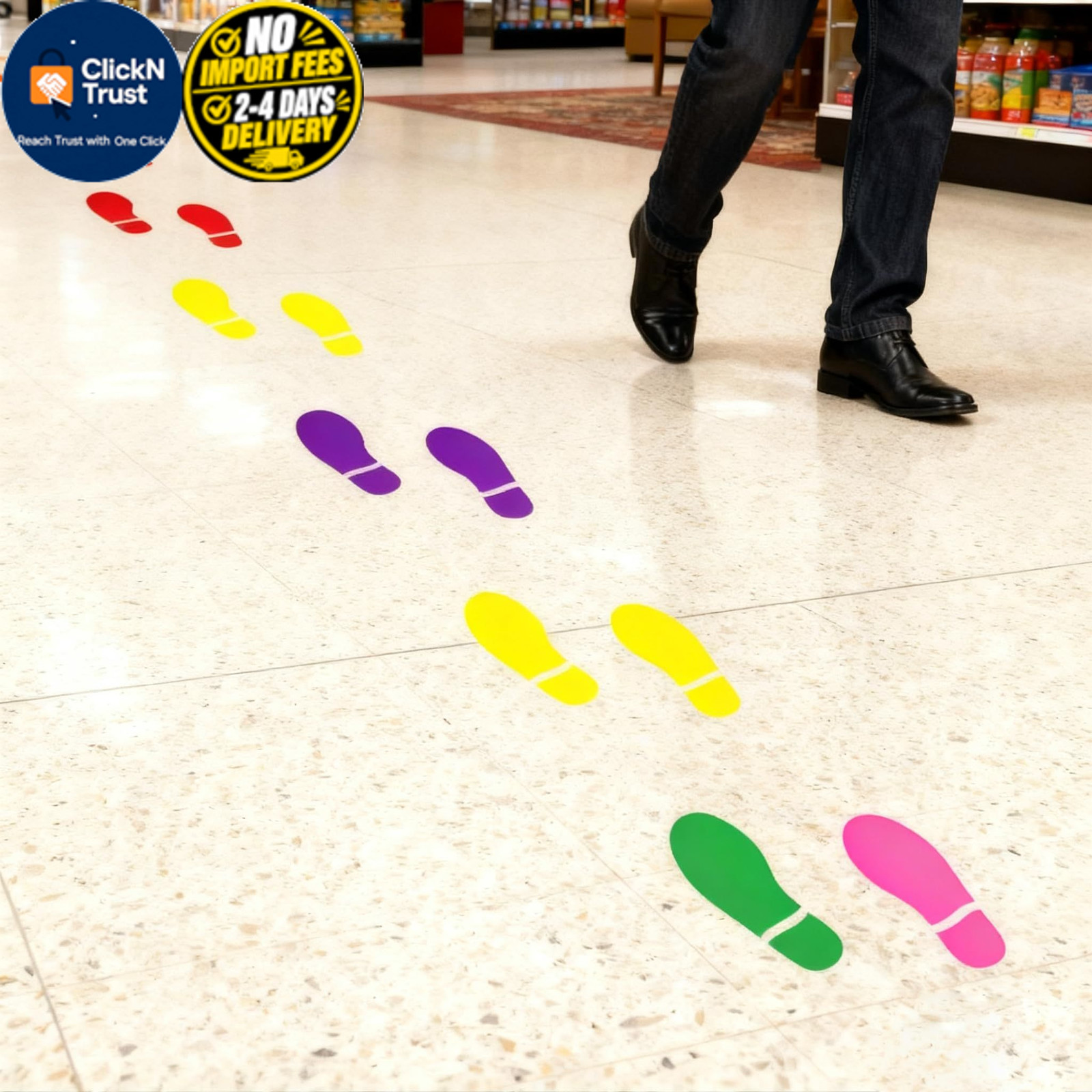30 Pairs 60 Prints Colorful Footprints 7″ Shoe Stickers 2.75×7.08in,