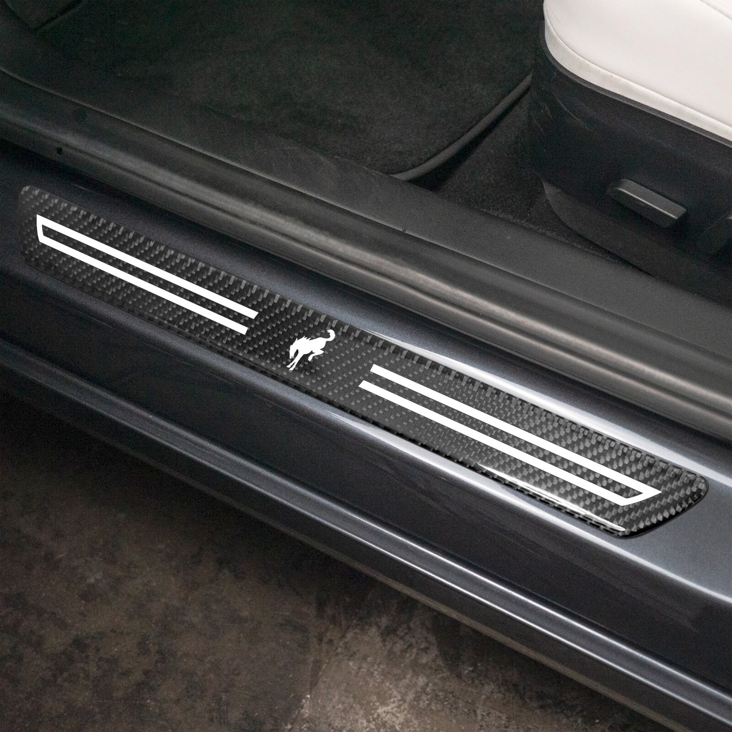 Ford new Bronco Logo Carbon Fiber 4 Pcs Universal Door Sill Plates