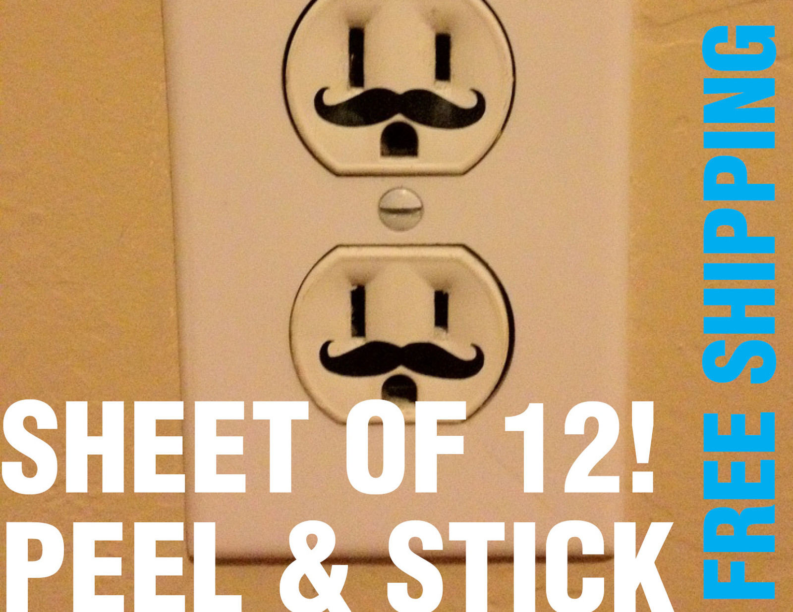 MUSTACHE vinyl wall decal sticker outlet electric funny children fun SHEET OF 12