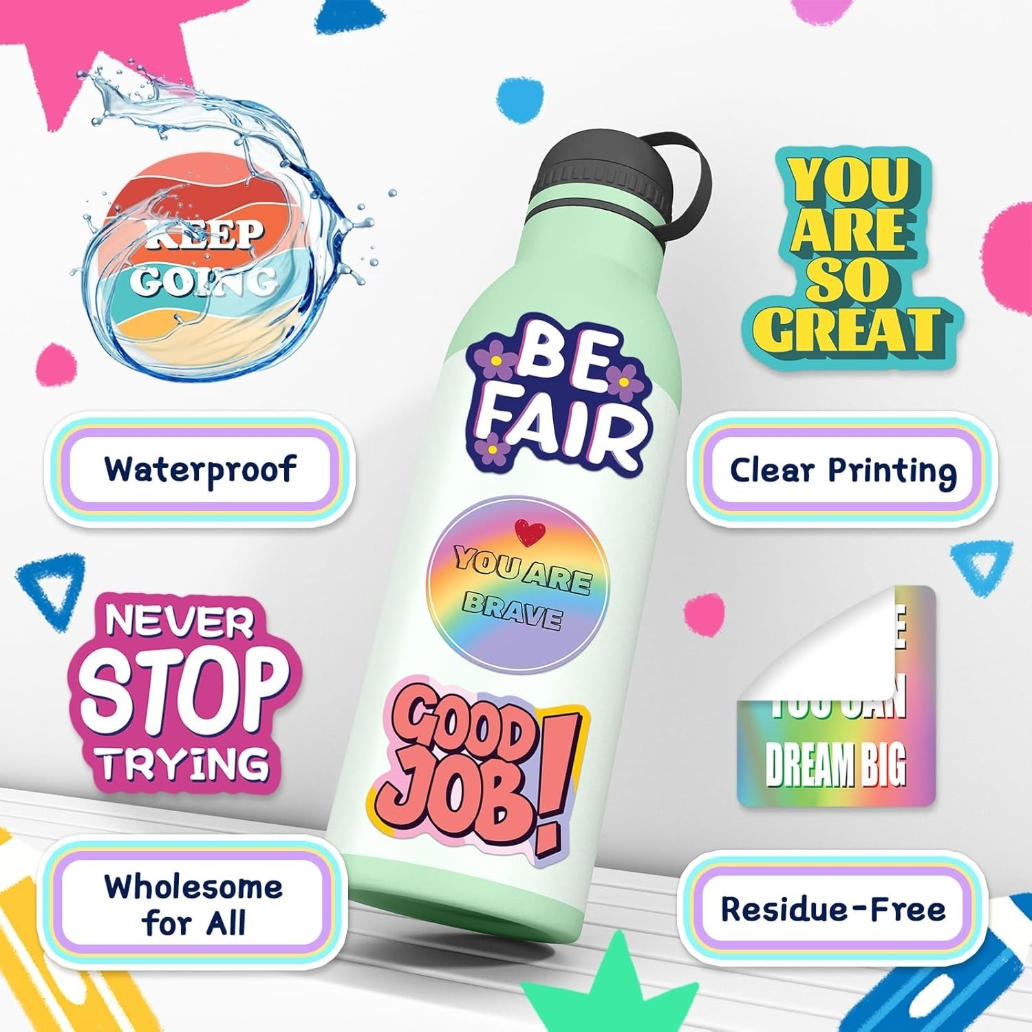 200PCS Motivational Stickers Inspirational Affirmation Vinyl Decals