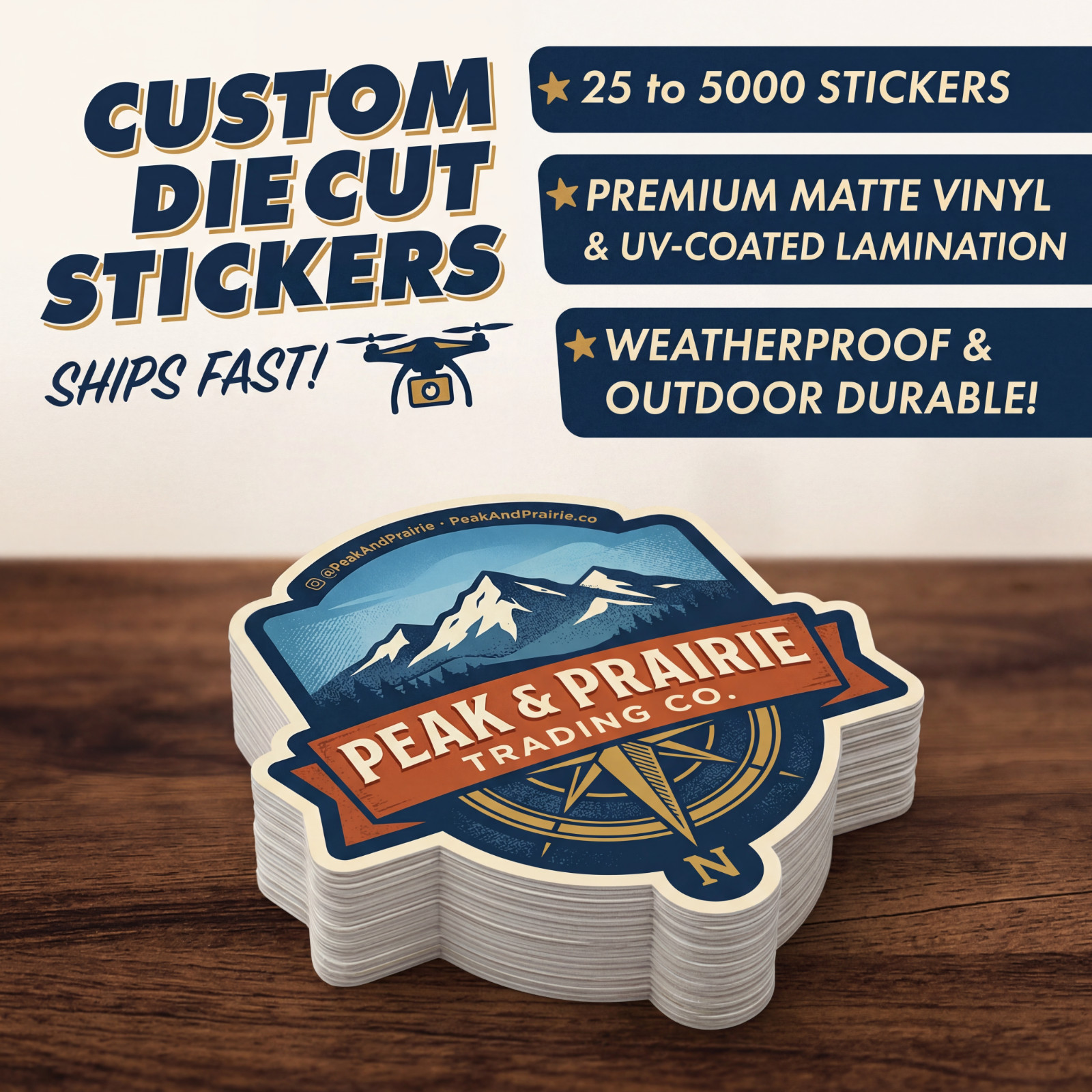 Custom Die Cut Vinyl Stickers Waterproof Logo Stickers Any Size Shape Business