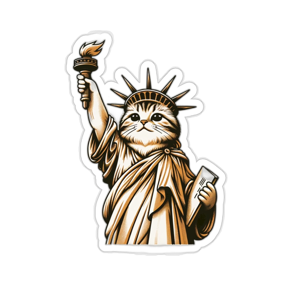 Sticker Retro Cat New York City Statue Liberty American 2×2" 3×3" 4×4" 6×6" Gift