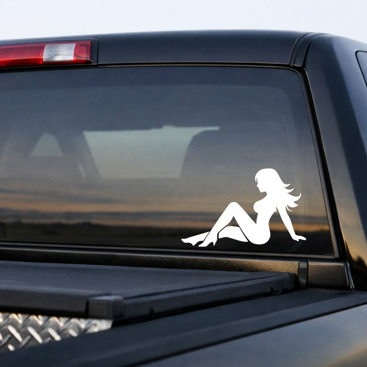 Mudflap Girl Decal 2pc Trucker Silhouette Vinyl Sticker Car Window Die‑Cut