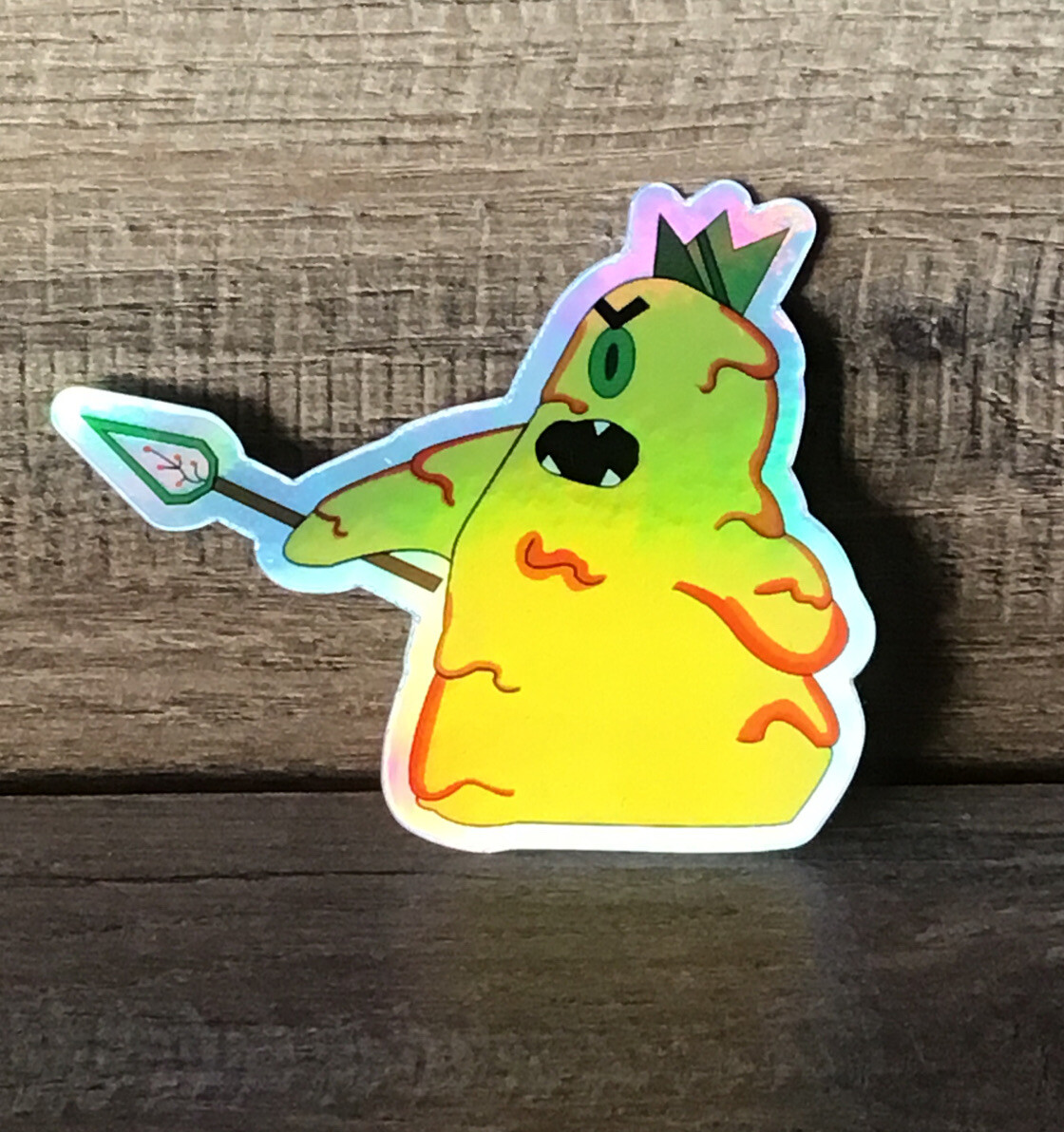 Lava Monster with Spear Funny Custom Made Water Bottle Holographic Sticker New