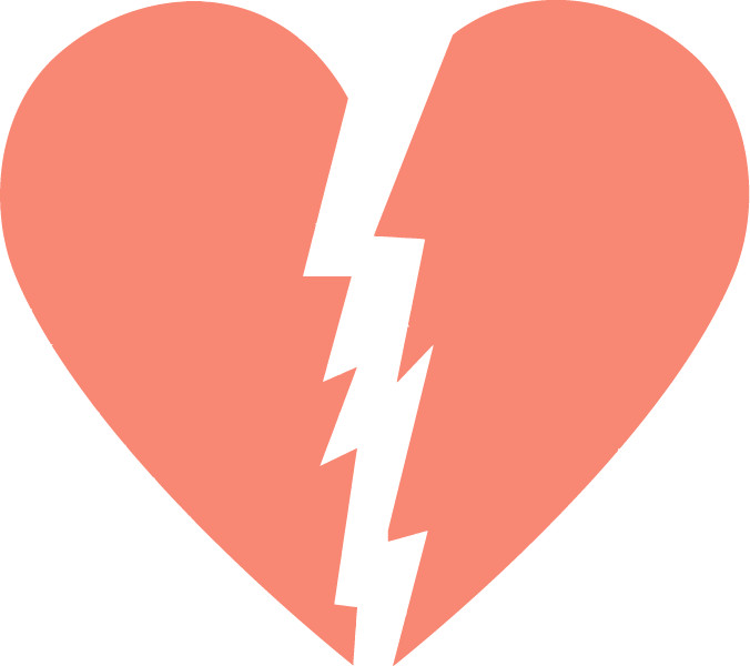 Broken Heart Love Multiple Colors Die Cut Vinyl Decal Made in USA