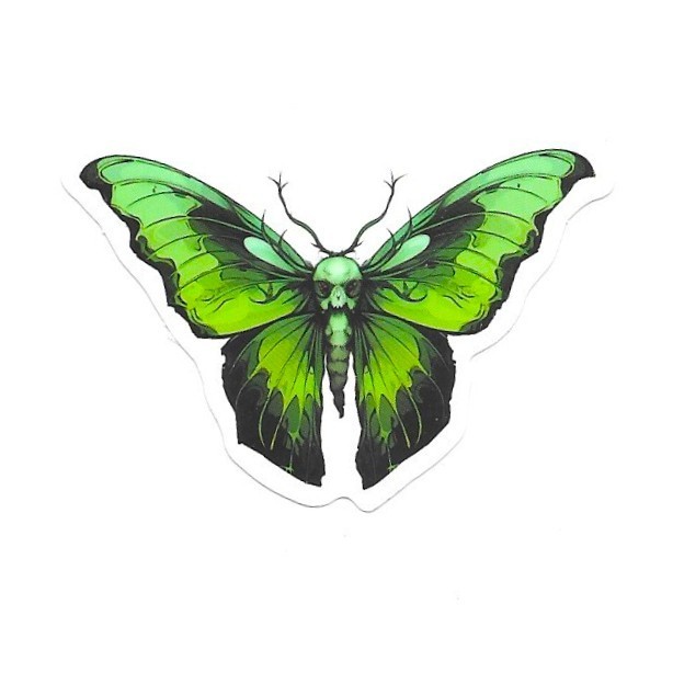 Deaths Head Green Moth Vinyl Sticker Gothic Horror Skull Insect Journal Laptop