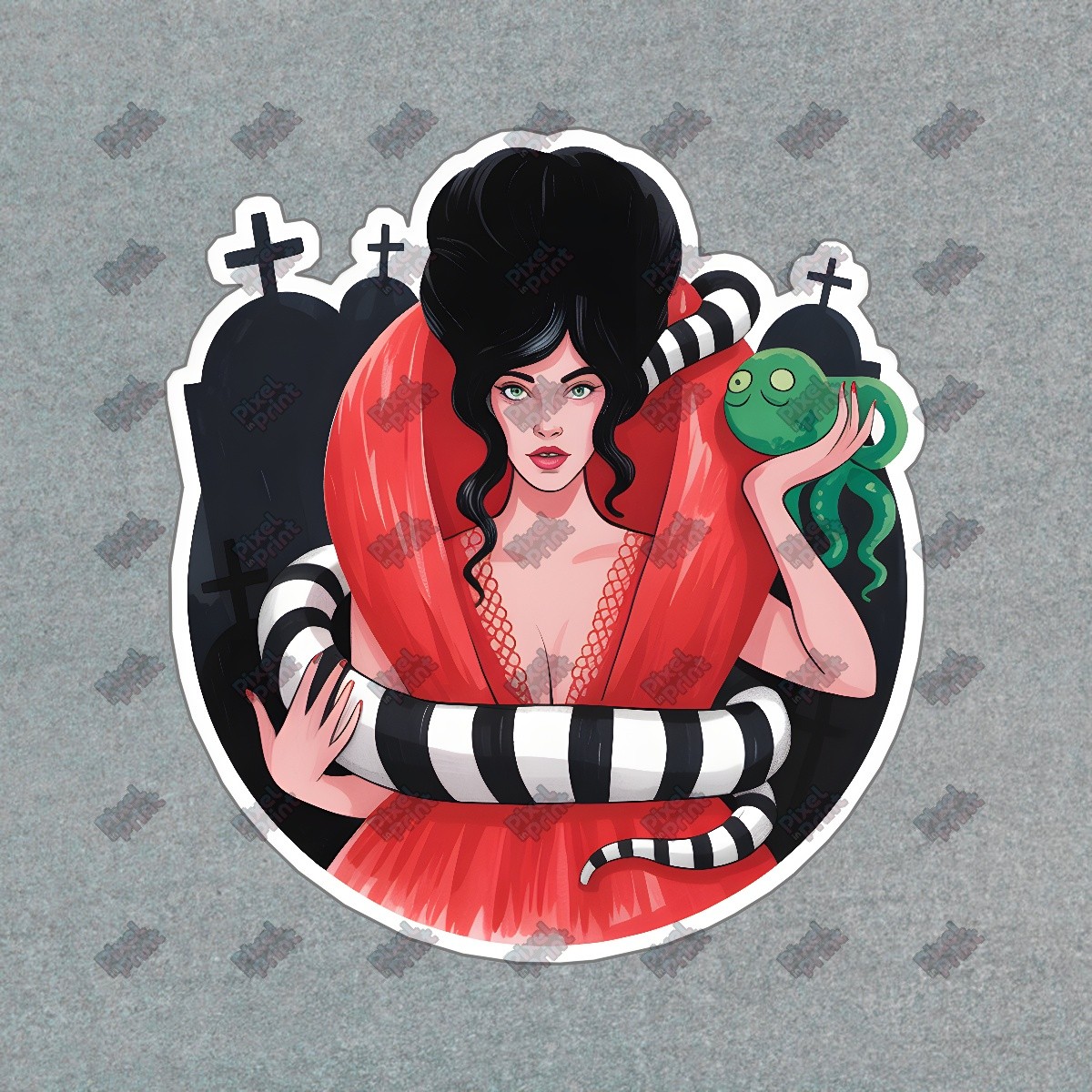 Gothic Supernatural Art Print Dramatic Female Figure with Serpent & #8817