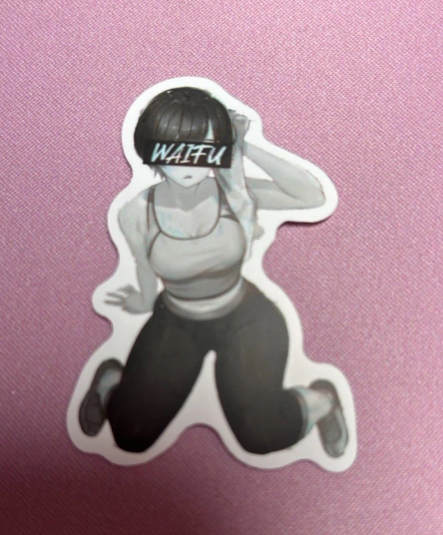 black and white waifu lewd stickers #6