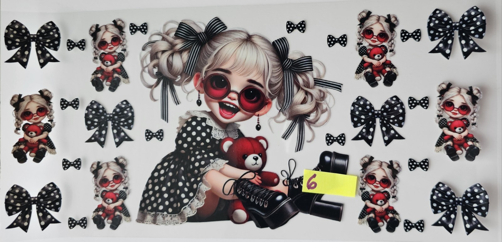 Polka DOT Girl uv dtf cup transfer wraps