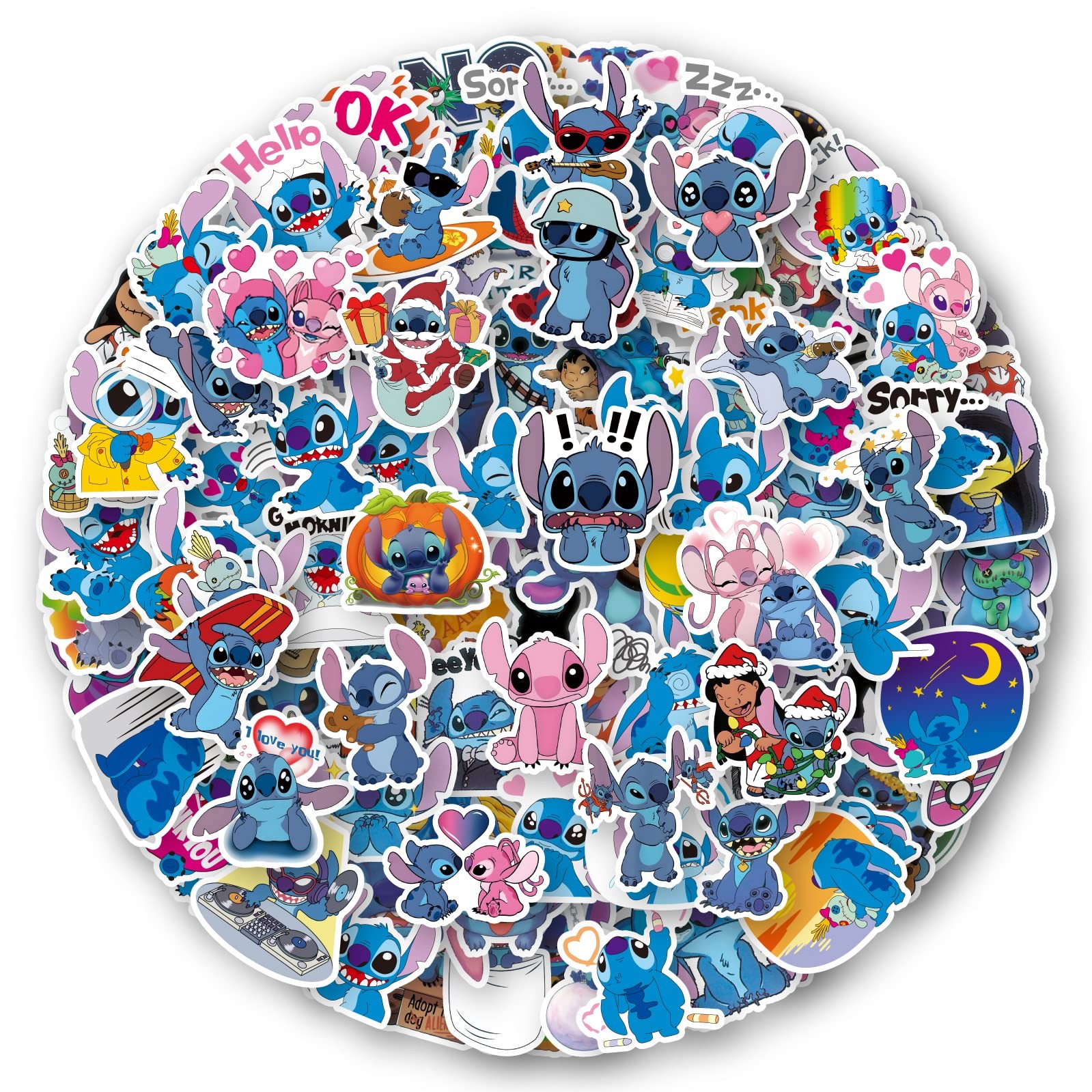 120pcs Stitch Stickers Pack Cartoon Cute Waterproof Vinyl Sticker Multicolor
