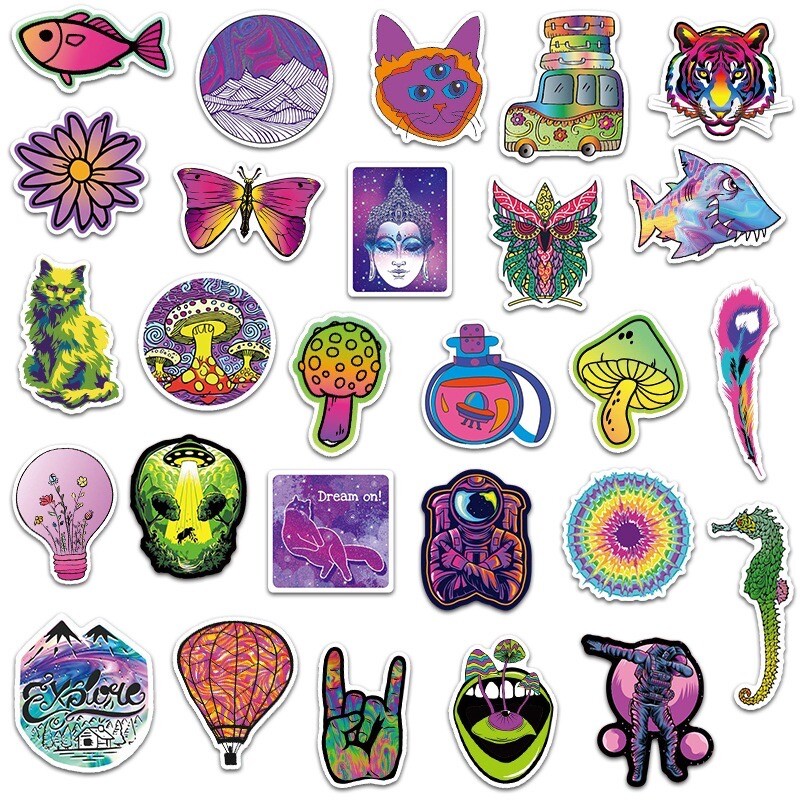 10 Random Psychedelic Stickers Trippy Decals Laptop Hydro Yeti Car Free Shipping