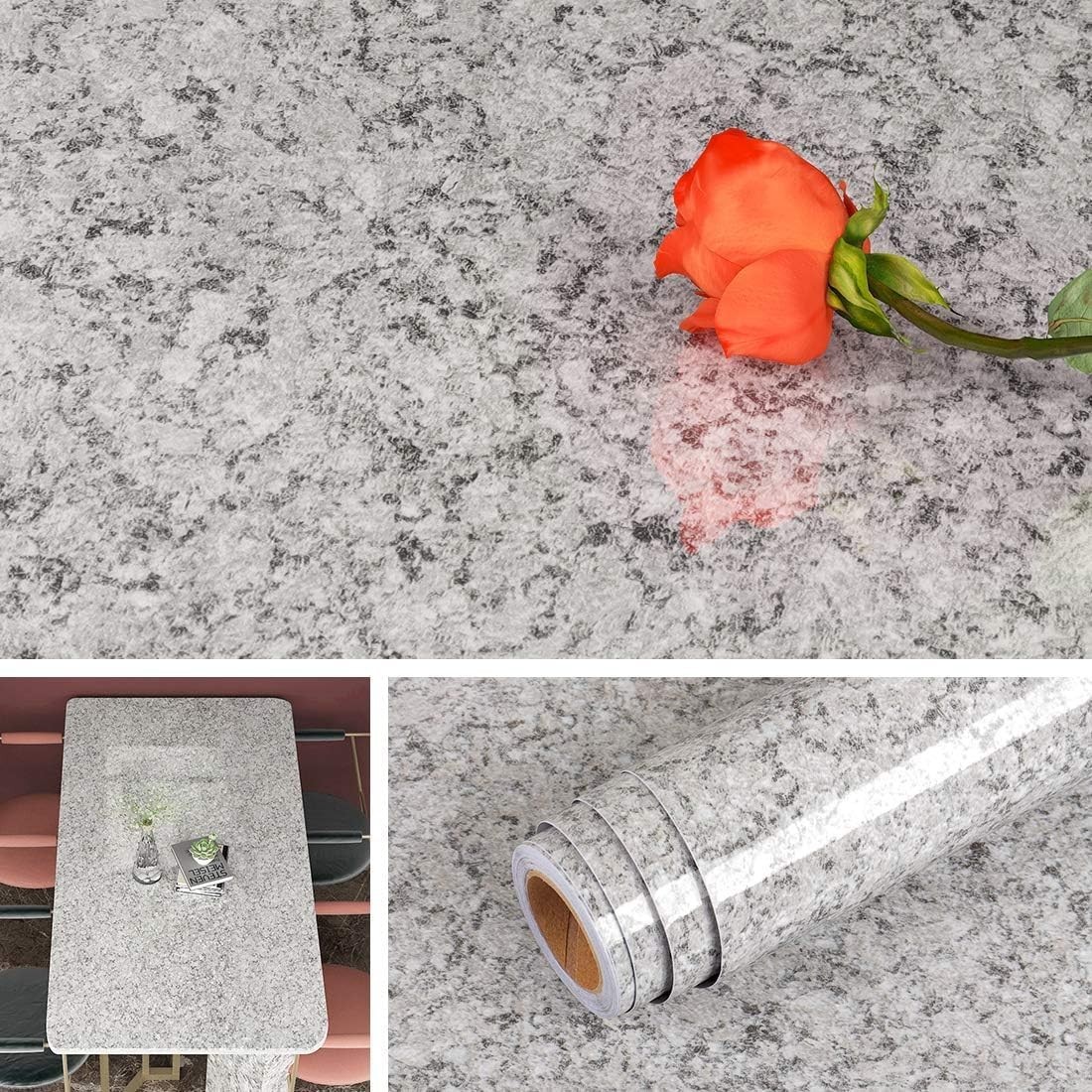 Livelynine 24 x 197 Inch Wide Granite Countertop Contact Paper Waterproof Gra…