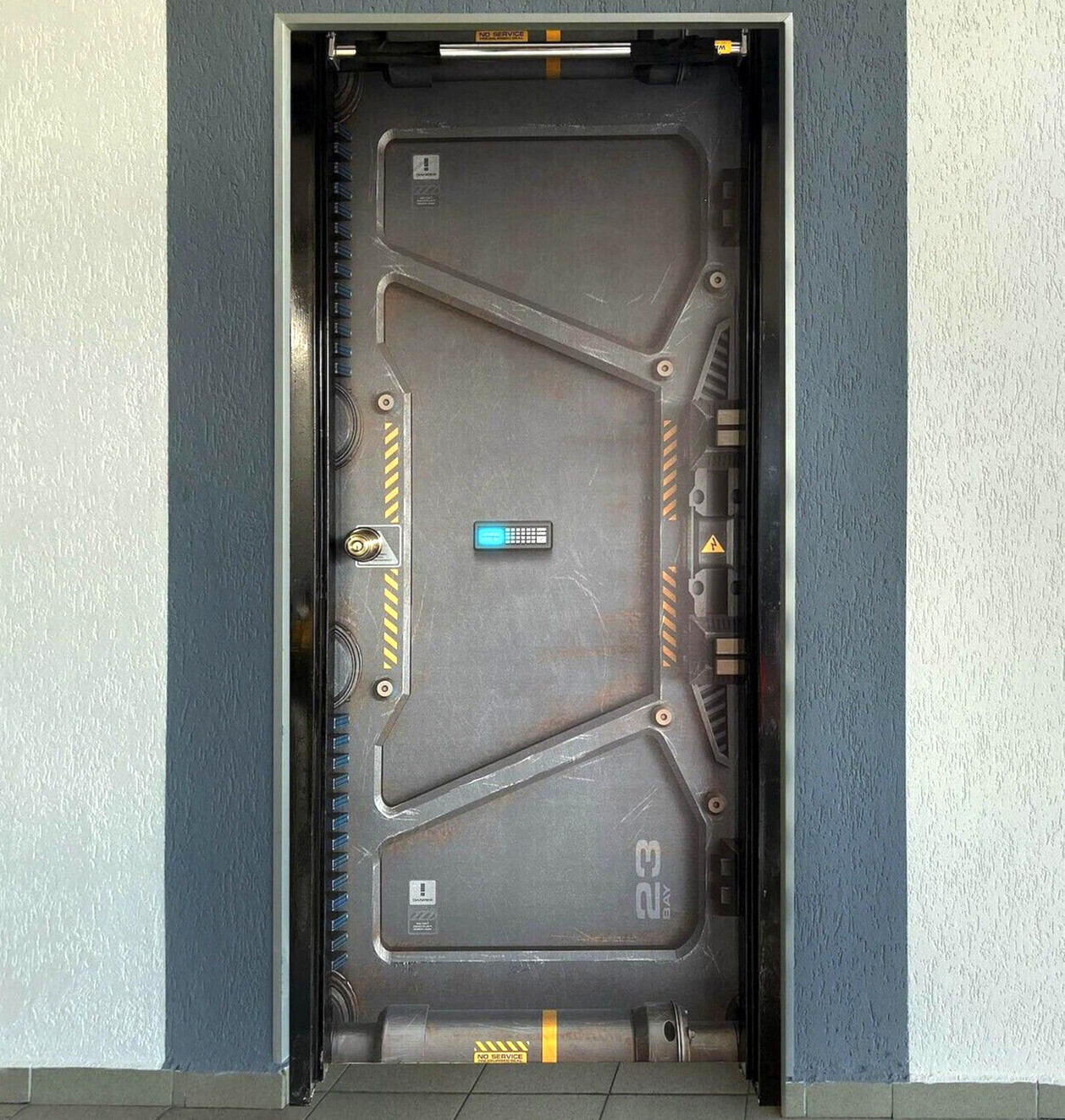 Sci-Fi Bunker Wrap For Panel Or Flush Door. Reusable. Non-woven. Textured