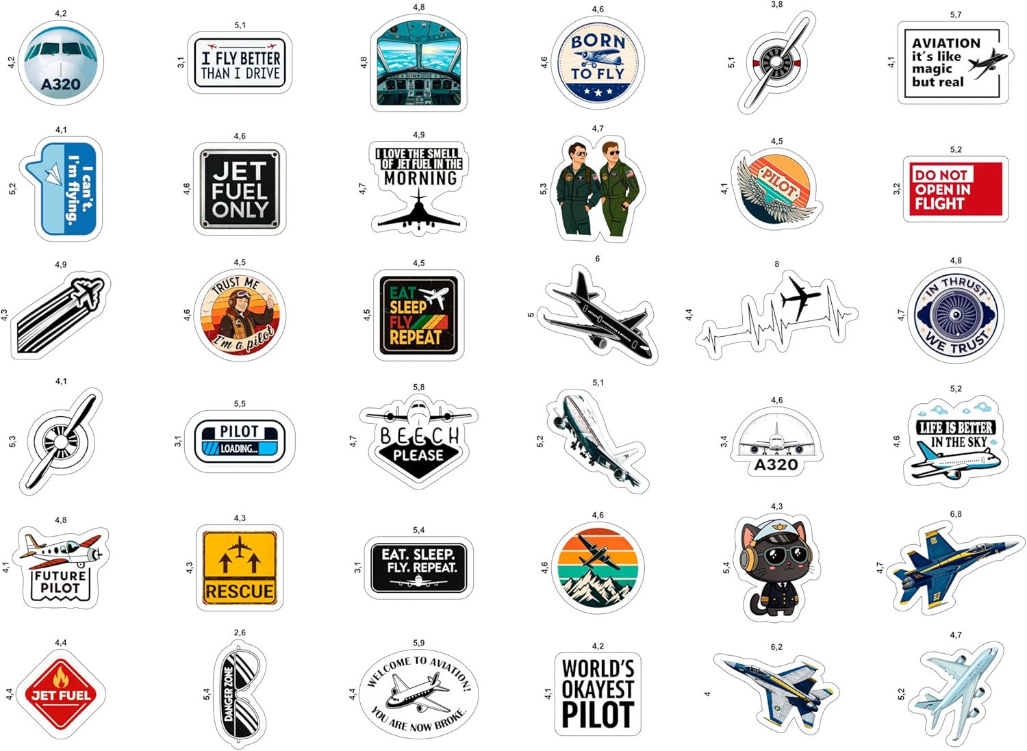 100Pcs Aviation Stickers and Decals Waterproof – Pilot Stickers for Laptop, Airp