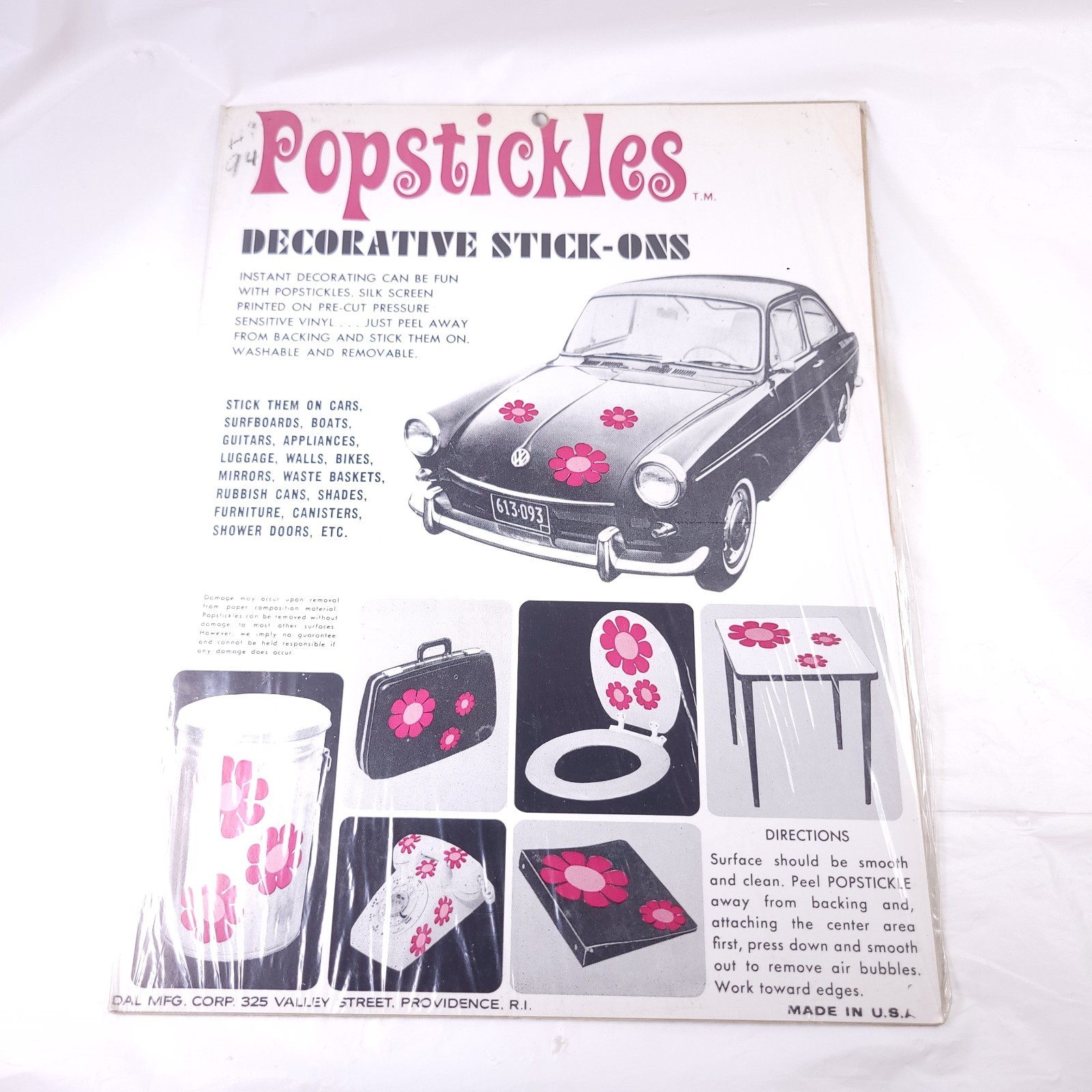 Popstickles Vintage Groovy Green Blue Stick-ons Vinyl Decals Removable Funky