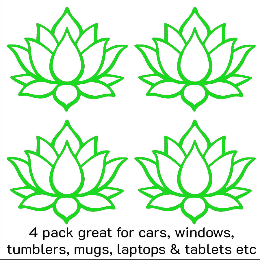 Lotus 4 pack 3" Vinyl Decals Car Windows Tablet Tumblers Mugs Cups Notebook