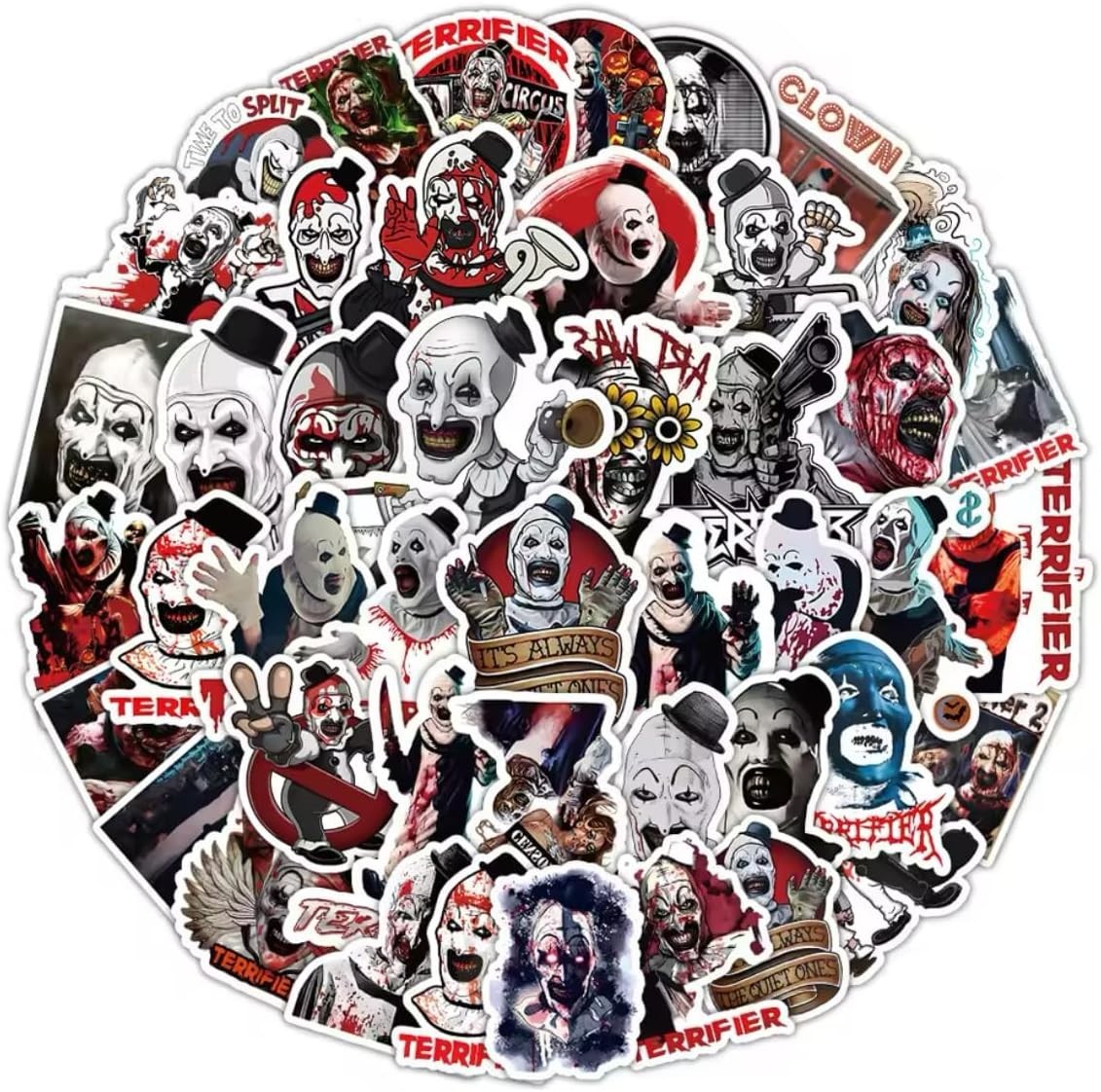 Art The Clown Terrifier 50 Sticker Lot Stickers Horror Creepy Scary Gore Bloody