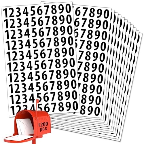 Number Stickers 1200 PCS 1 Inch Waterproof Self-Adhesive Consecutive Numbers