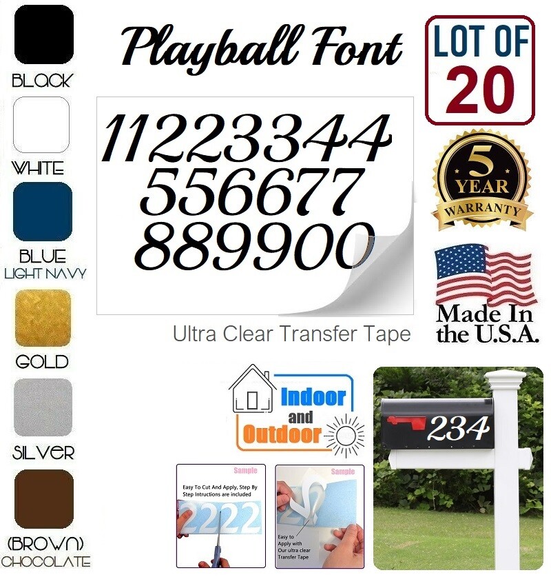 Mailbox Address locker Numbers Decal Sticker Window Door Wall Sign – PLAYBALL