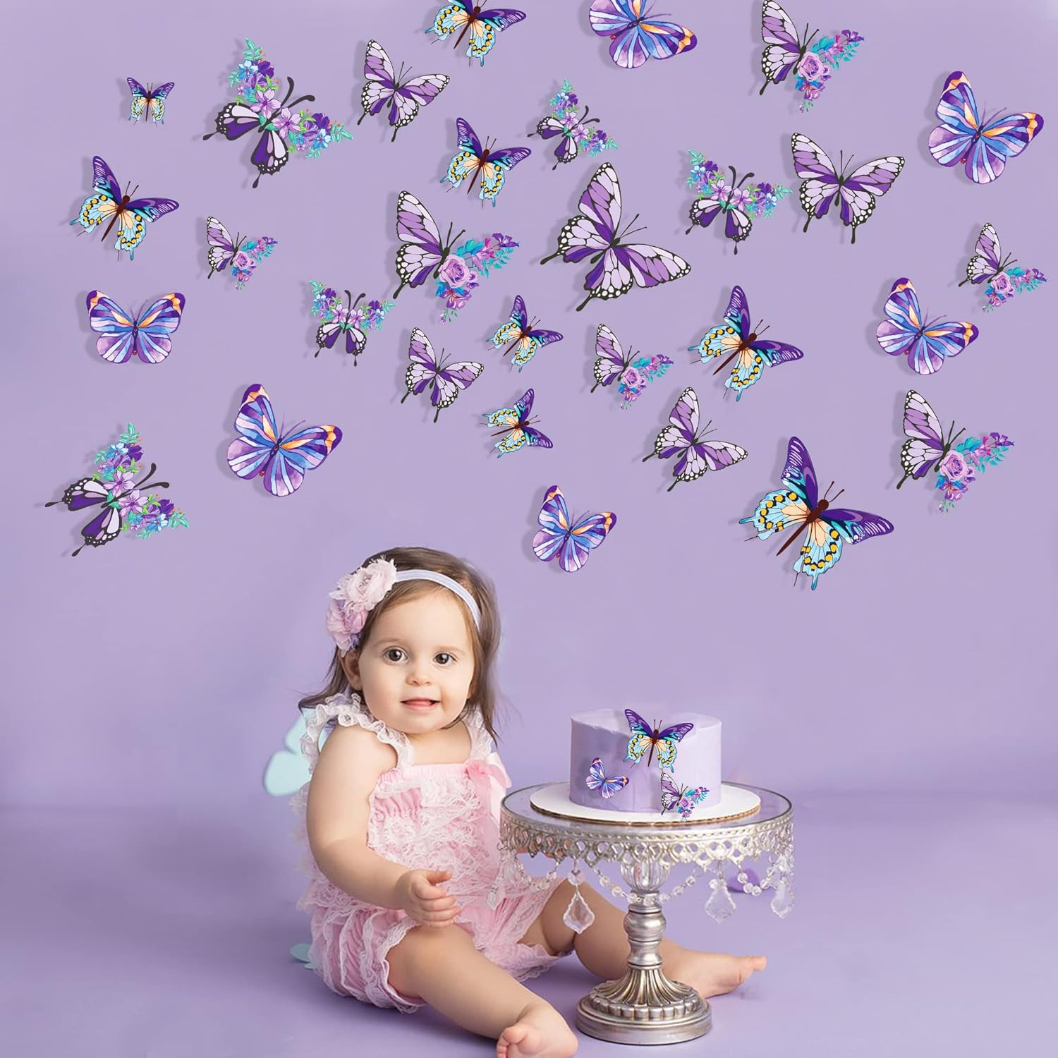 pinkblume Floral Purple Butterfly Decorations Stickers Flower