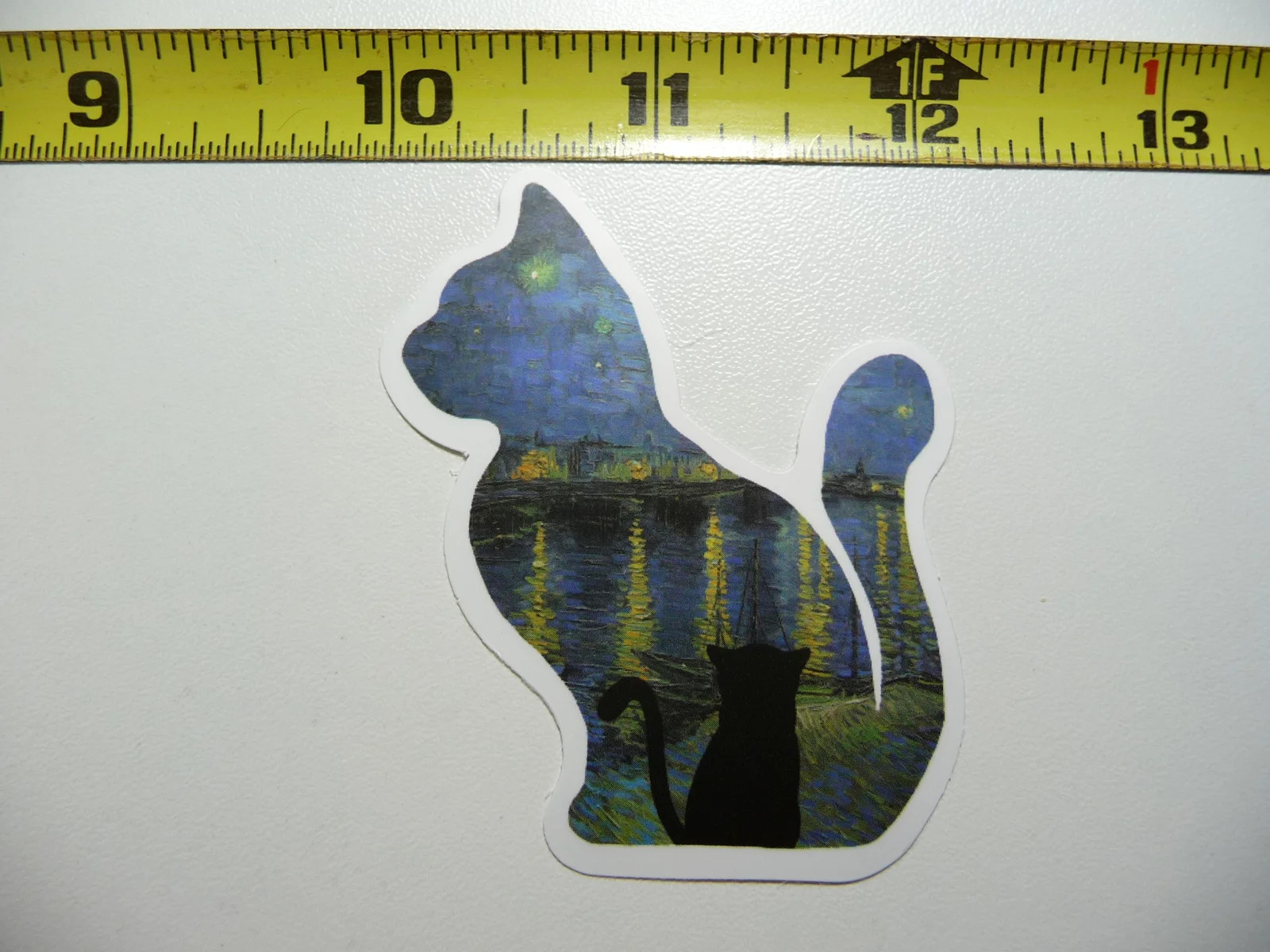 VINCENT VAN GOGH CATS SILHOUETTE STARRY NIGHT SMALL STICKER DECAL CLASSIC ARTIST