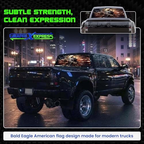 Truck Back Window Graphics – Bald Eagle American Flag Decal (P546) – USA Flag