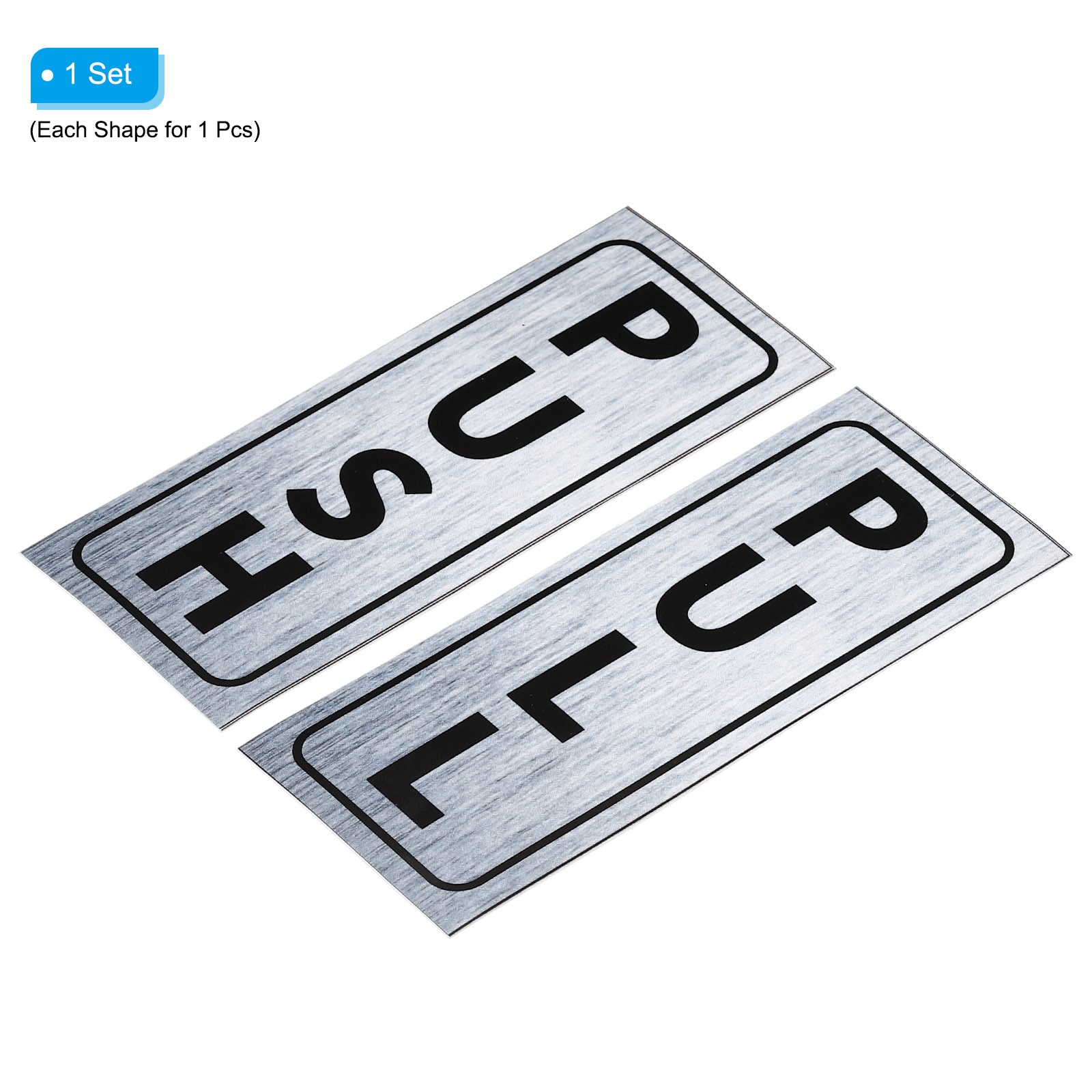 1Set Push Pull Door Sign 2"x5" Adhesive Vertical Pull Push Sticker Silver