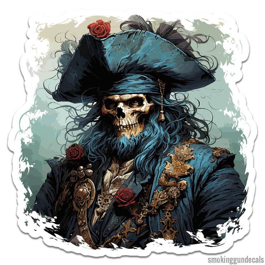 Pirate Skull, Vinyl Decal Sticker, Indoor Outdoor, 3 Sizes, #12002